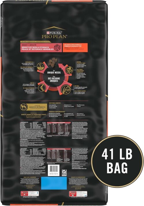 Purina Pro Plan Sensitive Skin and Stomach Dog Food Dry, Adult Salmon & Rice Formula, Digestive Health - 30 lb. Bag - Image 69