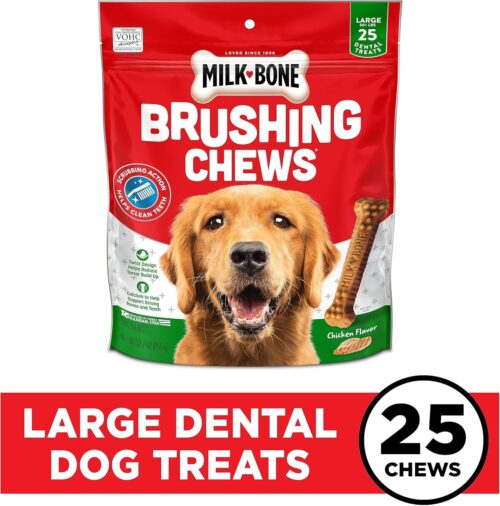 Milk-Bone Brushing Chews Daily Dental Dog Treats, Chicken Flavor, Large, 25 Count - Image 3