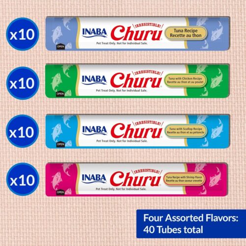 INABA Churu Cat Treats, Grain-Free, Lickable, Squeezable Creamy Purée Cat Treat/Topper with Vitamin E & Taurine, 0.5 Ounces Each Tube, 50 Tubes, Tuna & Chicken Variety - Image 53