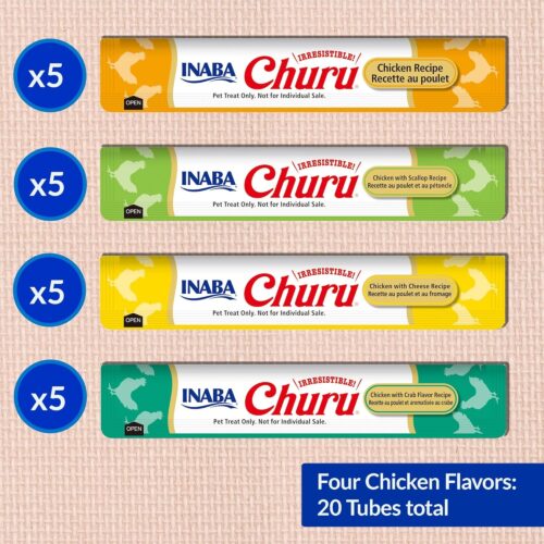 INABA Churu Cat Treats, Grain-Free, Lickable, Squeezable Creamy Purée Cat Treat/Topper with Vitamin E & Taurine, 0.5 Ounces Each Tube, 50 Tubes, Tuna & Chicken Variety - Image 71