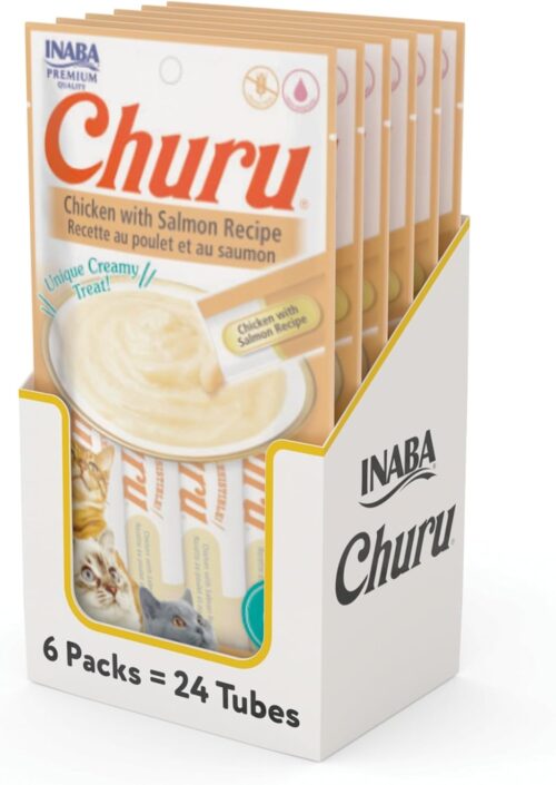 INABA Churu Cat Treats, Grain-Free, Lickable, Squeezable Creamy Purée Cat Treat/Topper with Vitamin E & Taurine, 0.5 Ounces Each Tube, 50 Tubes, Tuna & Chicken Variety - Image 77