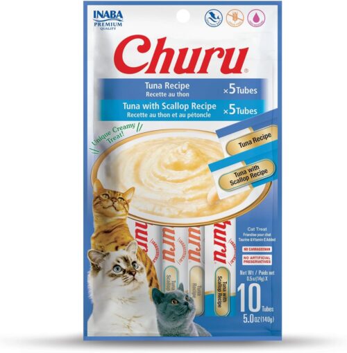 INABA Churu Cat Treats, Grain-Free, Lickable, Squeezable Creamy Purée Cat Treat/Topper with Vitamin E & Taurine, 0.5 Ounces Each Tube, 50 Tubes, Tuna & Chicken Variety - Image 94