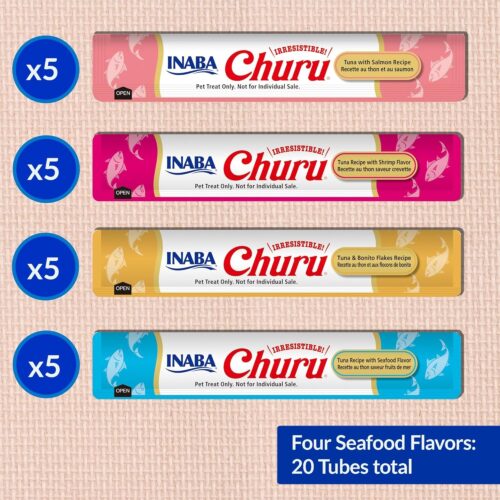 INABA Churu Cat Treats, Grain-Free, Lickable, Squeezable Creamy Purée Cat Treat/Topper with Vitamin E & Taurine, 0.5 Ounces Each Tube, 50 Tubes, Tuna & Chicken Variety - Image 124