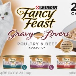 Purina Fancy Feast Gravy Lovers Poultry and Beef Grilled Gourmet Wet Cat Food Variety Pack - (Pack of 24) 3 oz. Cans