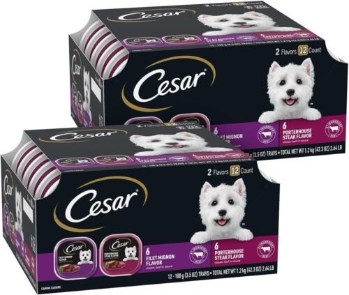 CESAR Adult Wet Dog Food Classic Loaf in Sauce Grilled Chicken, Filet Mignon, Porterhouse Steak, Beef, Chicken & Liver and Turkey Variety Pack, 3.5 oz. Easy Peel Trays, Pack of 36 - Image 96