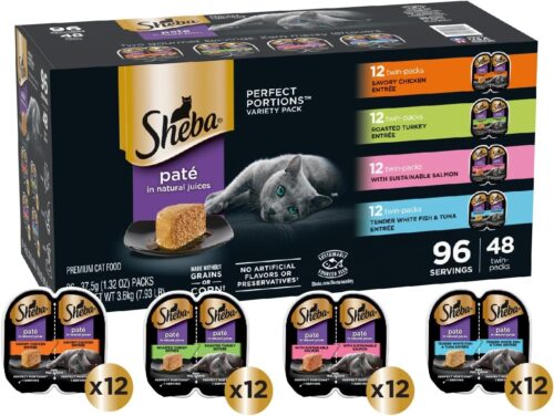 Sheba Perfect Portions Wet Cat Food Pate With Sustainable Salmon, Signature Seafood Entree, and Tender White Fish and Tuna Entree Variety Pack, 2.6 oz. Twin Pack Trays (24 Count, 48 Servings) - Image 24