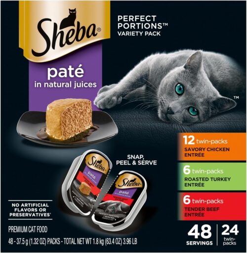 Sheba Perfect Portions Wet Cat Food Pate With Sustainable Salmon, Signature Seafood Entree, and Tender White Fish and Tuna Entree Variety Pack, 2.6 oz. Twin Pack Trays (24 Count, 48 Servings) - Image 31