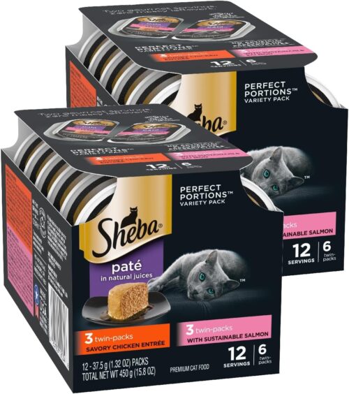 Sheba Perfect Portions Wet Cat Food Pate With Sustainable Salmon, Signature Seafood Entree, and Tender White Fish and Tuna Entree Variety Pack, 2.6 oz. Twin Pack Trays (24 Count, 48 Servings) - Image 41