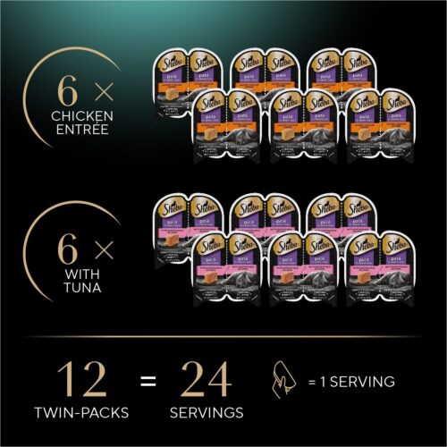 Sheba Perfect Portions Wet Cat Food Pate With Sustainable Salmon, Signature Seafood Entree, and Tender White Fish and Tuna Entree Variety Pack, 2.6 oz. Twin Pack Trays (24 Count, 48 Servings) - Image 42