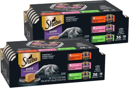 Sheba Perfect Portions Wet Cat Food Pate With Sustainable Salmon, Signature Seafood Entree, and Tender White Fish and Tuna Entree Variety Pack, 2.6 oz. Twin Pack Trays (24 Count, 48 Servings) - Image 52