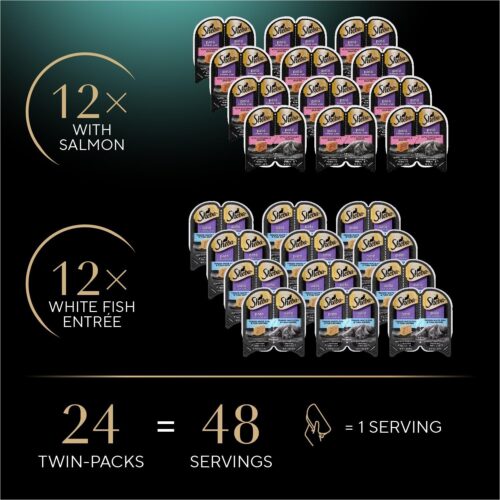 Sheba Perfect Portions Wet Cat Food Pate With Sustainable Salmon, Signature Seafood Entree, and Tender White Fish and Tuna Entree Variety Pack, 2.6 oz. Twin Pack Trays (24 Count, 48 Servings) - Image 75