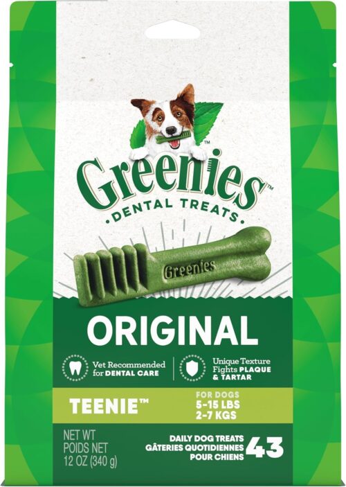 Greenies Original Teenie Natural Dental Care Dog Treats, 12 oz. Pouch (43 Treats)