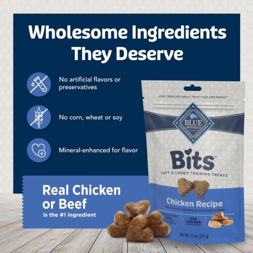 Blue Buffalo Bits Soft Dog Treats for Training, Made With Natural Ingredients & Enhanced with DHA, Chicken Recipe, 19-oz Bag - Image 26