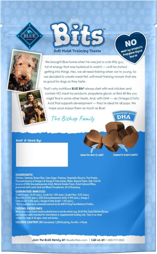 Blue Buffalo Bits Soft Dog Treats for Training, Made With Natural Ingredients & Enhanced with DHA, Chicken Recipe, 19-oz Bag - Image 40