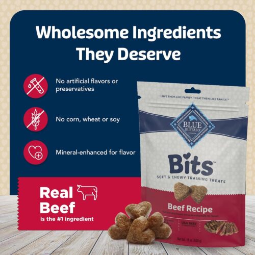 Blue Buffalo Bits Soft Dog Treats for Training, Made With Natural Ingredients & Enhanced with DHA, Chicken Recipe, 19-oz Bag - Image 79
