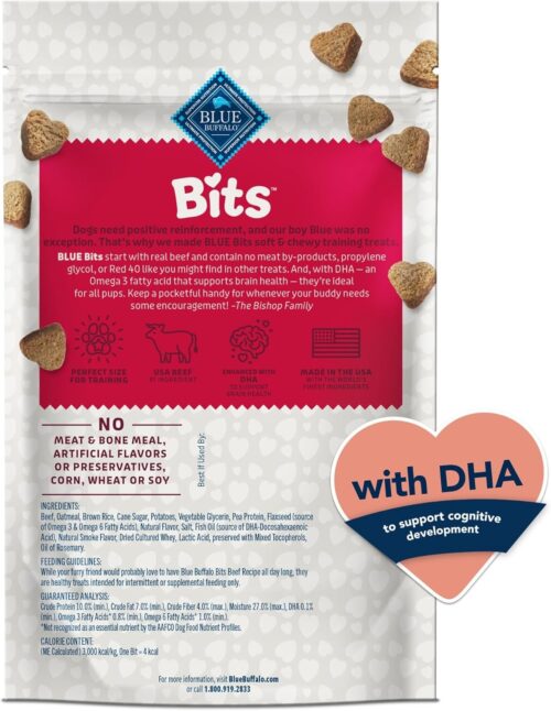 Blue Buffalo Bits Soft Dog Treats for Training, Made With Natural Ingredients & Enhanced with DHA, Chicken Recipe, 19-oz Bag - Image 101