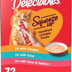 Delectables Squeeze Up Variety Pack, Creamy Squeezable Puree, Lickable Wet Cat Treats, Grain Free, No Added Fillers, No by-Products, No Added Preservatives, 0.5 Ounces Tube, 72 Tubes Total