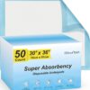 50 Count 30” x 36” Super Absorbency Disposable Underpads, Leakproof Quick Drying, Baby Puppy & Adults Bed Pads Disposable Adults, Dog Pee Pads Extra Large, XXL Incontinence Pads