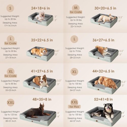EHEYCIGA Orthopedic Dog Beds for Extra Large Dogs, Waterproof Memory Foam XL Pet Bed with Sides, Non-Slip and Egg-Crate Foam Big Dog Couch Bed with Washable Removable Cover, Grey - Image 97