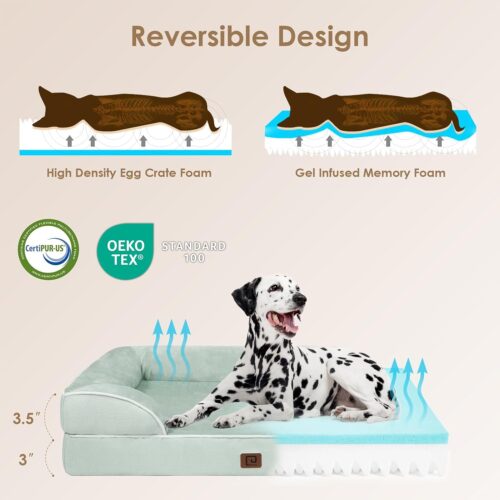 EHEYCIGA Orthopedic Dog Beds for Extra Large Dogs, Waterproof Memory Foam XL Pet Bed with Sides, Non-Slip and Egg-Crate Foam Big Dog Couch Bed with Washable Removable Cover, Grey - Image 108