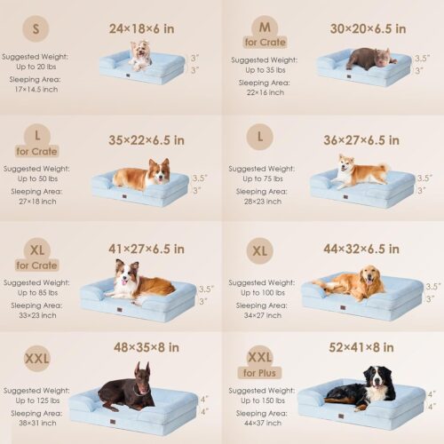EHEYCIGA Orthopedic Dog Beds for Extra Large Dogs, Waterproof Memory Foam XL Pet Bed with Sides, Non-Slip and Egg-Crate Foam Big Dog Couch Bed with Washable Removable Cover, Grey - Image 115
