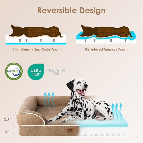 EHEYCIGA Orthopedic Dog Beds for Extra Large Dogs, Waterproof Memory Foam XL Pet Bed with Sides, Non-Slip and Egg-Crate Foam Big Dog Couch Bed with Washable Removable Cover, Grey - Image 140