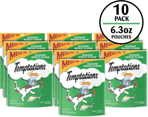Temptations Classic Crunchy and Soft Cat Treats Seafood Medley Flavor, 30 oz. Tub - Image 28