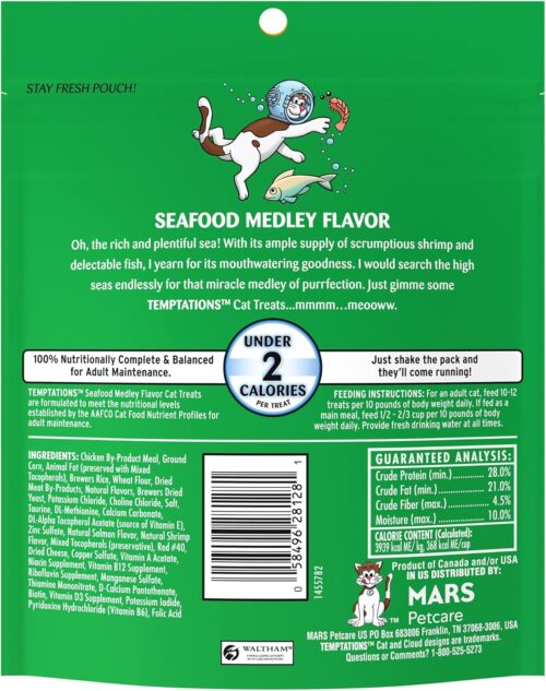 Temptations Classic Crunchy and Soft Cat Treats Seafood Medley Flavor, 30 oz. Tub - Image 29