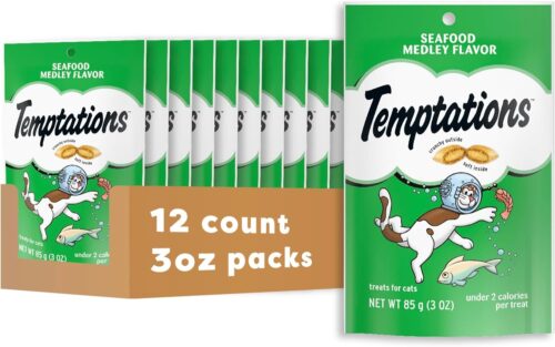 Temptations Classic Crunchy and Soft Cat Treats Seafood Medley Flavor, 30 oz. Tub - Image 49