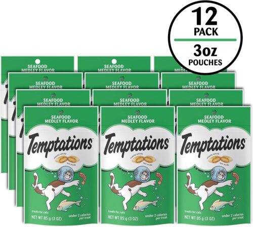 Temptations Classic Crunchy and Soft Cat Treats Seafood Medley Flavor, 30 oz. Tub - Image 50
