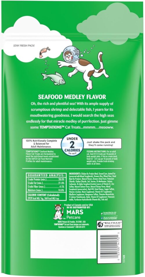Temptations Classic Crunchy and Soft Cat Treats Seafood Medley Flavor, 30 oz. Tub - Image 61