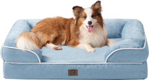 EHEYCIGA Orthopedic Dog Beds for Extra Large Dogs, Waterproof Memory Foam XL Pet Bed with Sides, Non-Slip and Egg-Crate Foam Big Dog Couch Bed with Washable Removable Cover, Grey - Image 256