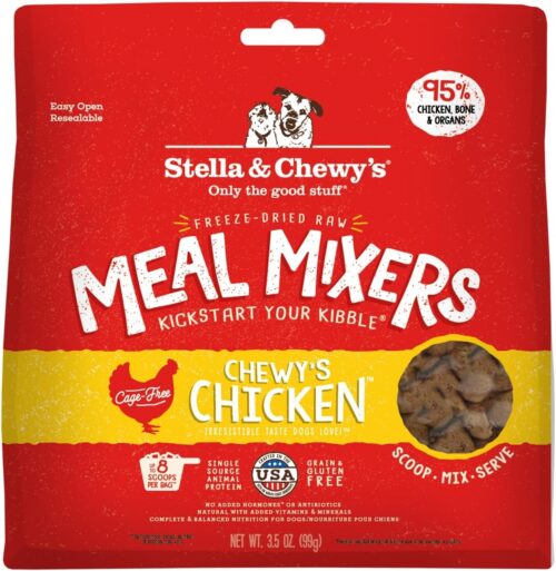 Stella & Chewy's Freeze-Dried Raw Chicken Meal Mixers- Dog Food Topper and Mixer - Made with 95% Cage-Free Chicken, Organs & Bone - Perfect for Picky Eaters - Grain-Free - 3.5oz