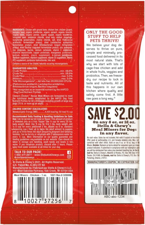 Stella & Chewy's Freeze-Dried Raw Chicken Meal Mixers- Dog Food Topper and Mixer - Made with 95% Cage-Free Chicken, Organs & Bone - Perfect for Picky Eaters - Grain-Free - 3.5oz - Image 49