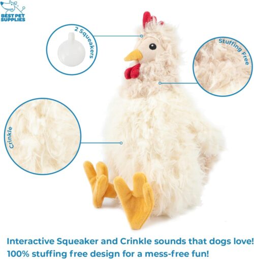 Best Pet Supplies Crinkle Dog Toy for Small, Medium, and Large Breeds, Cute No Stuffing Duck with Soft Squeaker, Fun for Indoor Puppies and Senior Pups, Plush No Mess Chew and Play - Yellow - Image 30