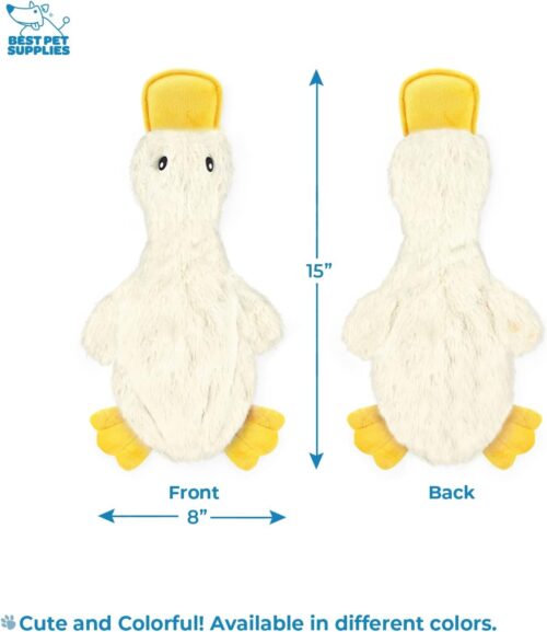 Best Pet Supplies Crinkle Dog Toy for Small, Medium, and Large Breeds, Cute No Stuffing Duck with Soft Squeaker, Fun for Indoor Puppies and Senior Pups, Plush No Mess Chew and Play - Yellow - Image 36