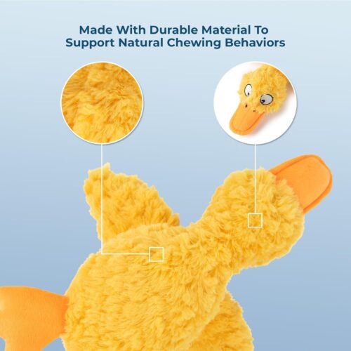Best Pet Supplies Crinkle Dog Toy for Small, Medium, and Large Breeds, Cute No Stuffing Duck with Soft Squeaker, Fun for Indoor Puppies and Senior Pups, Plush No Mess Chew and Play - Yellow - Image 73