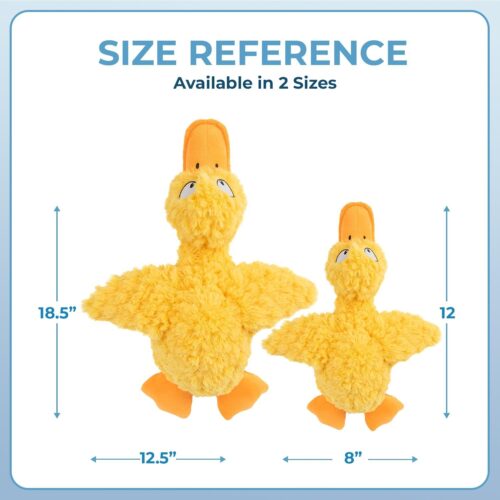 Best Pet Supplies Crinkle Dog Toy for Small, Medium, and Large Breeds, Cute No Stuffing Duck with Soft Squeaker, Fun for Indoor Puppies and Senior Pups, Plush No Mess Chew and Play - Yellow - Image 74