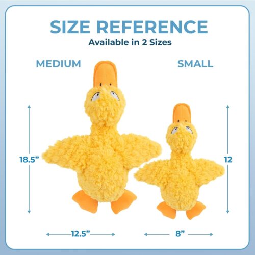 Best Pet Supplies Crinkle Dog Toy for Small, Medium, and Large Breeds, Cute No Stuffing Duck with Soft Squeaker, Fun for Indoor Puppies and Senior Pups, Plush No Mess Chew and Play - Yellow - Image 81