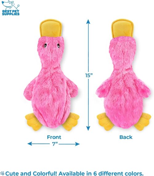 Best Pet Supplies Crinkle Dog Toy for Small, Medium, and Large Breeds, Cute No Stuffing Duck with Soft Squeaker, Fun for Indoor Puppies and Senior Pups, Plush No Mess Chew and Play - Yellow - Image 129
