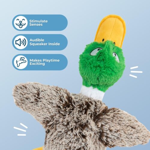 Best Pet Supplies Crinkle Dog Toy for Small, Medium, and Large Breeds, Cute No Stuffing Duck with Soft Squeaker, Fun for Indoor Puppies and Senior Pups, Plush No Mess Chew and Play - Yellow - Image 156