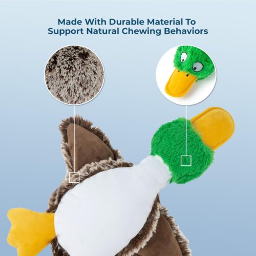Best Pet Supplies Crinkle Dog Toy for Small, Medium, and Large Breeds, Cute No Stuffing Duck with Soft Squeaker, Fun for Indoor Puppies and Senior Pups, Plush No Mess Chew and Play - Yellow - Image 158