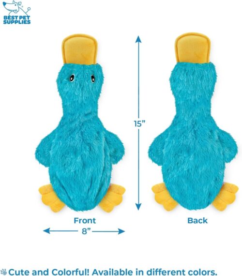 Best Pet Supplies Crinkle Dog Toy for Small, Medium, and Large Breeds, Cute No Stuffing Duck with Soft Squeaker, Fun for Indoor Puppies and Senior Pups, Plush No Mess Chew and Play - Yellow - Image 177