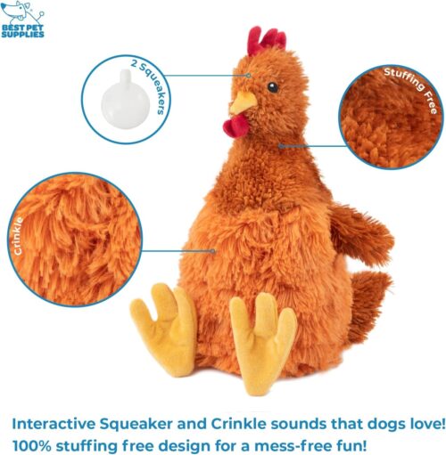 Best Pet Supplies Crinkle Dog Toy for Small, Medium, and Large Breeds, Cute No Stuffing Duck with Soft Squeaker, Fun for Indoor Puppies and Senior Pups, Plush No Mess Chew and Play - Yellow - Image 180