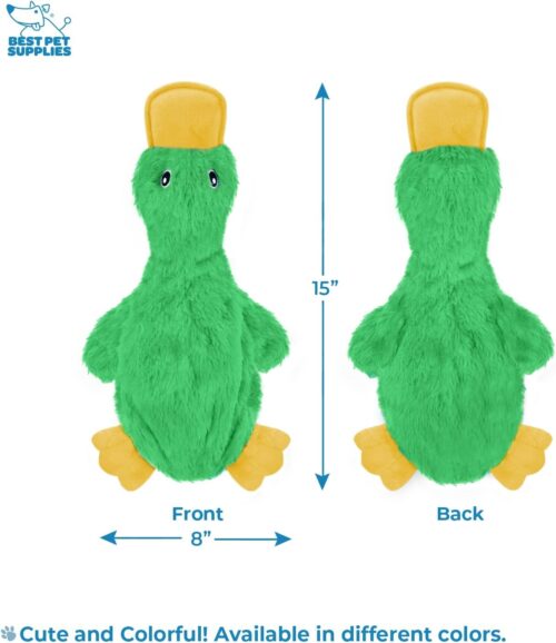 Best Pet Supplies Crinkle Dog Toy for Small, Medium, and Large Breeds, Cute No Stuffing Duck with Soft Squeaker, Fun for Indoor Puppies and Senior Pups, Plush No Mess Chew and Play - Yellow - Image 192
