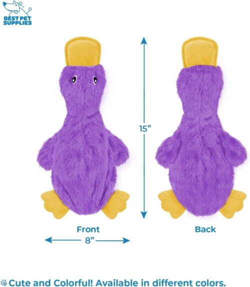Best Pet Supplies Crinkle Dog Toy for Small, Medium, and Large Breeds, Cute No Stuffing Duck with Soft Squeaker, Fun for Indoor Puppies and Senior Pups, Plush No Mess Chew and Play - Yellow - Image 209