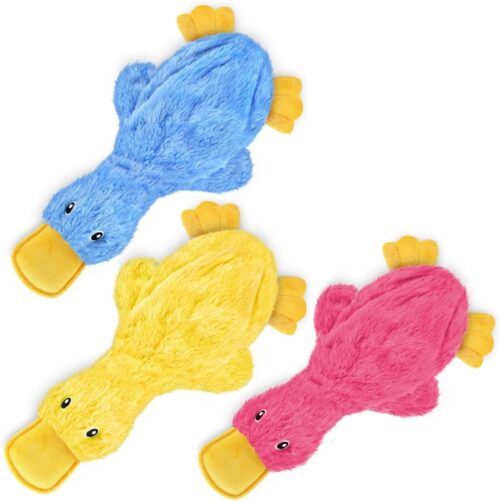 Best Pet Supplies Crinkle Dog Toy for Small, Medium, and Large Breeds, Cute No Stuffing Duck with Soft Squeaker, Fun for Indoor Puppies and Senior Pups, Plush No Mess Chew and Play - Yellow - Image 210