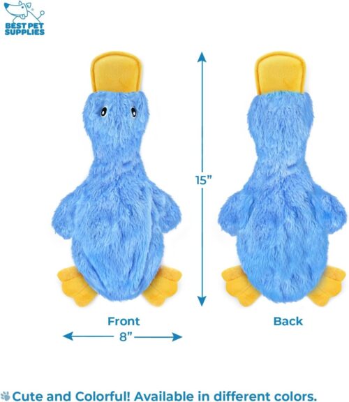 Best Pet Supplies Crinkle Dog Toy for Small, Medium, and Large Breeds, Cute No Stuffing Duck with Soft Squeaker, Fun for Indoor Puppies and Senior Pups, Plush No Mess Chew and Play - Yellow - Image 211