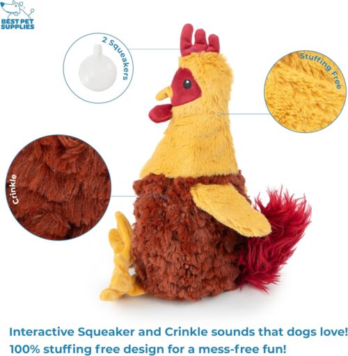 Best Pet Supplies Crinkle Dog Toy for Small, Medium, and Large Breeds, Cute No Stuffing Duck with Soft Squeaker, Fun for Indoor Puppies and Senior Pups, Plush No Mess Chew and Play - Yellow - Image 212