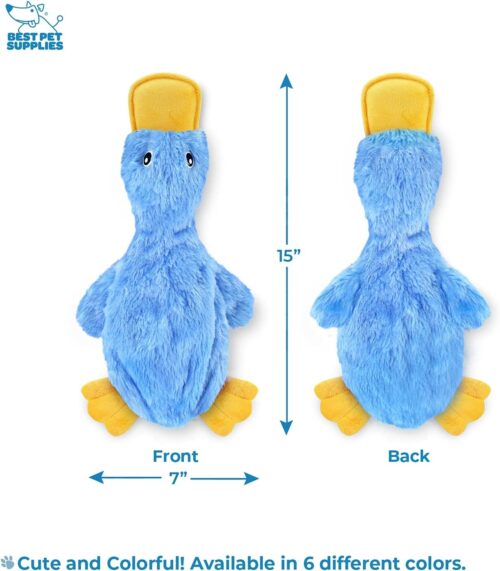 Best Pet Supplies Crinkle Dog Toy for Small, Medium, and Large Breeds, Cute No Stuffing Duck with Soft Squeaker, Fun for Indoor Puppies and Senior Pups, Plush No Mess Chew and Play - Yellow - Image 260